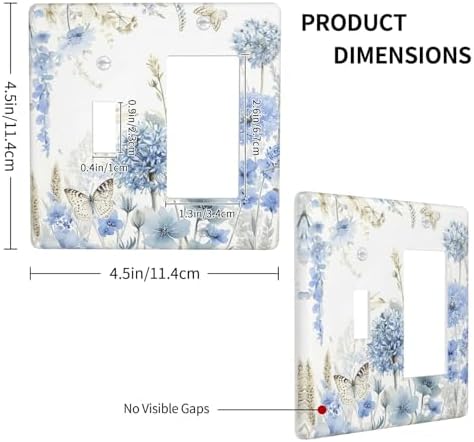 Decorative Outlet Covers Blue Floral Hydrangea Watercolor Wildflower 2-Gang Combo Light Switch Cover Plate Single Toggle/Rocker Wall Plate Plug Switch Plate Covers for Bathroom Decor - Image 4