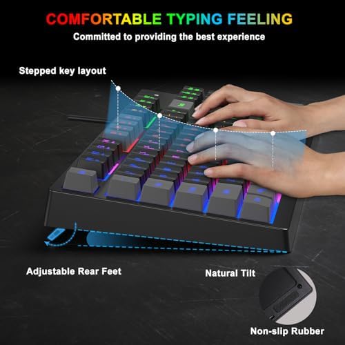 BlueFinger RGB 87 Keys Gaming Keyboard and Backlit Mouse Combo, USB Wired Rainbow Keyboard, Gaming Keyboard Set for Laptop PC Computer Game and Work(Gray & Black) - Image 2