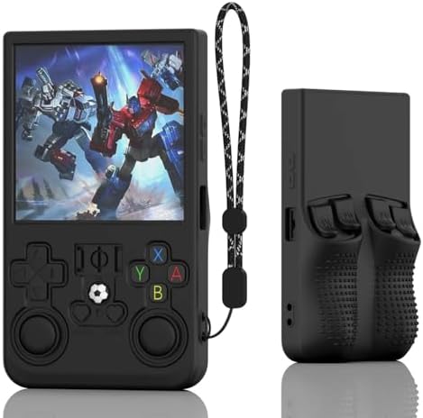 FIOPAZ for R36MAX Silicone Protective Case, Soft Skin for R36 MAX Retro Handheld Game Console Accessories, Anti-Scratch Washable Only for R 36 MAX Sleeve with Lanyard (Black) by FIOPAZ