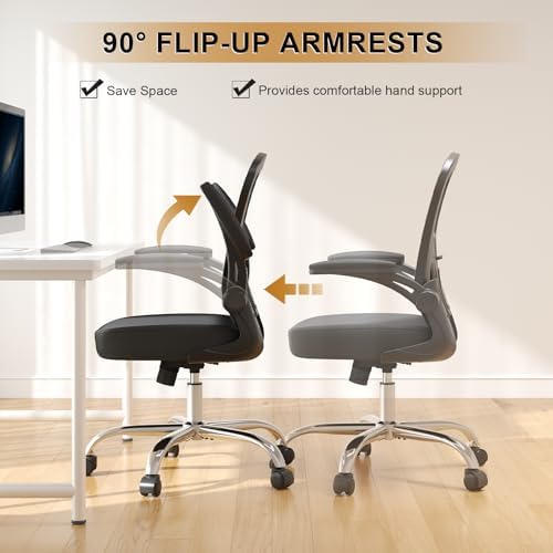 Synorla Office Chair|Ergonomic Desk Chairs 330LBS Capacity | Flip-up Armrests,Mesh Computer Chair,High Back,Comfy Work,Adjustable Lumbar Support - Image 4