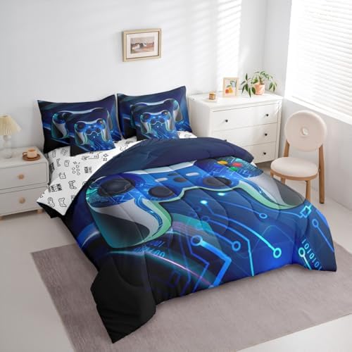 Feelyou Gamer Comforter Set with Sheets for Boys, Gaming 7 Piece Bedding Set King Size for Kids Teens,Video Game Console Bed in a Bag - Image 2