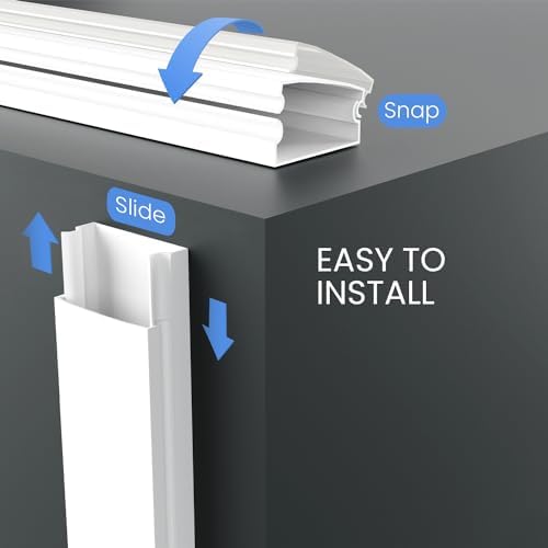 EVEO Cable Hider - 300” One-Cord Cable Raceway Wire Hider for Cable Concealer Cord Hider Cord Cover Wall Cable Hider. Wire Hiders TV on Wall. Cable Management, Cord Hider (White, Small) - Image 6