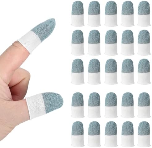 PATIKIL Controller Finger Thumb Sleeve, 40 Pack Mobile Gaming Finger Sleeve Silver Fiber Tip Gloves Anti-Sweat Breathable for Game Phone Touchscreen Devices, Light Blue by PATIKIL