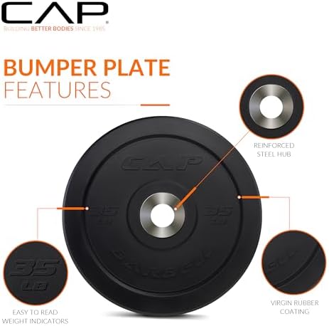 CAP 2-inch Olympic Bumper Plate Weight Set | 100-370 lbs | Multiple Colors | Storage Rack Optional - Image 2