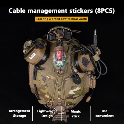 8PCS Tactical Helmet Cable Organizer Set – Reusable NVG Comms Wire Restraints Hook & Loop Fastening Patches for Tactical Headset, Walkie-Talkie, and Communication Gear - Image 5