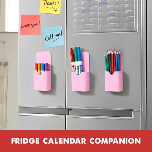 BEYGORM Magnetic Pen Holder for Refrigerator, Pencil Cup Organizer (Pink) - Image 3