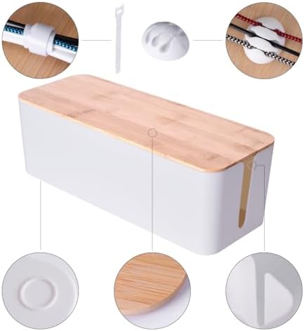 2Pack Cable Management Box,Wooden Style Cord Organizer Cord Hide Box - Image 5
