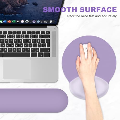 AIMSA Mouse Pad with Wrist Rest Support, Keyboard Wrist Rest Set, Ergonomic Memory Foam Mousepad for Computer Keyboard, Easy Typing and Pain Relief, Purple - Image 5