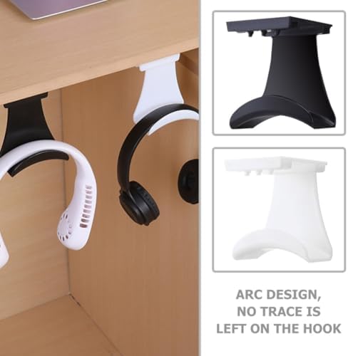 Hemoton 2pcs Under Desk Headset Hooks Headphone Hangers for Gaming and Office Easy Install Space-Saving Headset Holder Rack for Secure Storage and Display Black and White - Image 4