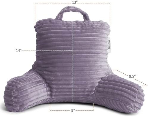 Nestl Dusty Purple Reading Pillow with Bed Desk for Laptop and Writing, Luxe Cut Plush Back Pillow for Sitting Up, Back and Arms Adjustable Support for Kids and Teens, Foldable Lap Desk for Bed 19x11” - Image 3