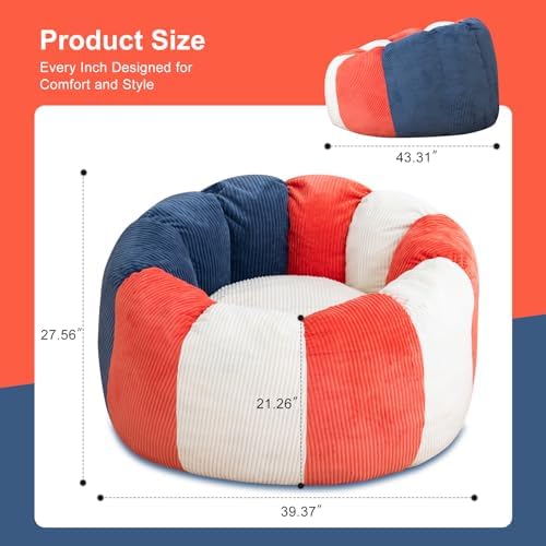 Giant Bean Bag Chair for Adults, Shredded Foam Floor Lounge Chair with Arms | Colorful corduroy, roomy comfort for living rooms, bedrooms, reading nooks, gaming rooms, movie nights, and time with pets - Image 2