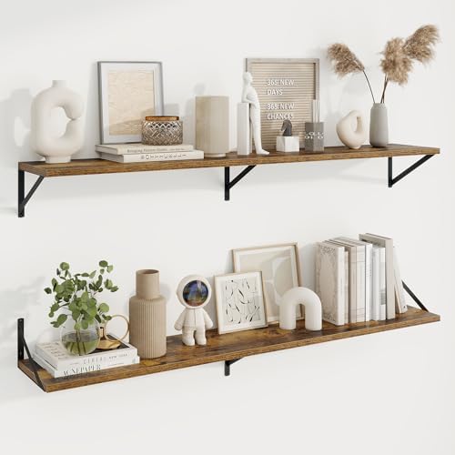Axeman Deep Floating Shelves, 55'' x 10'' Brown Wall Shelves Set of 2 by Axeman