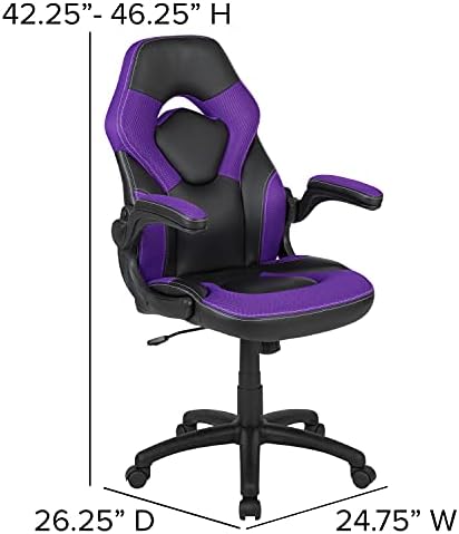 Flash Furniture X10 Gaming Chair Racing Office Ergonomic Computer PC Adjustable Swivel Chair with Flip-up Arms, Purple/Black LeatherSoft | Ergonomic, Flip-up Arms, Height Adjustable, Racing Style - Image 3