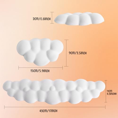 Keyboard Wrist Rest Mouse Wrist Support Set, Cloud Keybroad Wrist Rest Pad with Non-Slip PU Base, Memory Foam Wrist Rest for Pain Relief Computer Laptop Gaming Home Office, White - Image 6