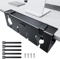 NODOCA No Drill Under Desk Cable Management Tray, 17'' Wire Management, Punch-Free Clamp on, Metal Cable Tray, Wire Organizer Under Desk, Under Desk Basket for Office and Home, Black by NODOCA