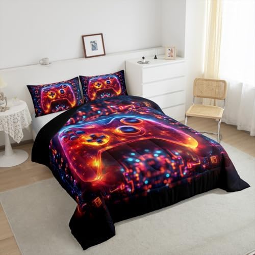 Feelyou Kids Boys Gamer Comforter Set 3D Game Gamepad Toddler Size Bedding Set for Teens Girls Game Console Duvet Quilt Soft Microfiber - Image 4