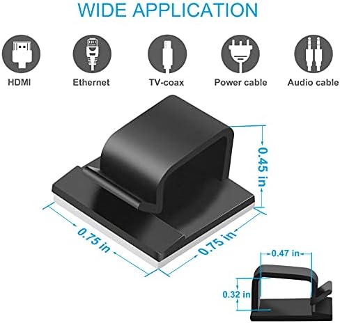 120 PCS Cable Clips, Adhesive Cord Clips for Wires on Wall, Strong Wire Clips Holders Cord Organizer for Cable Management, Christmas Lights, USB, Phone Charger, Cat 6, Car Dash Cam (Large, Black) - Image 5