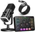 FIFINE Gaming Equipment Bundle, Dynamic XLR/USB Gaming Microphone Set with Streaming Audio Mixer for Podcast Recording Video Vocal, RGB Gamer Set with Volume Fader/XLR Interface for PC-AmpliGame KS5 by FIFINE