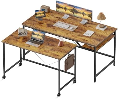 Mericonia 48 Inch Computer Desk & 32 Inch Small Rolling Desk, 2pcs by MERICONIA