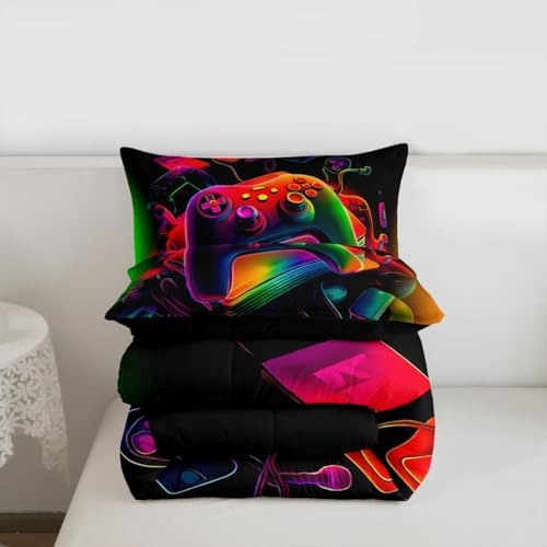 Erosebridal Gamer Comforter Set Game Consoles King Bedding Set for Adult Men Modern Gaming Comforter Abstract Vintage Duvet Insert - Image 7