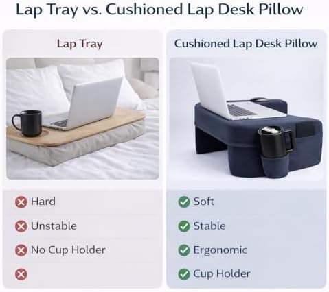 Lap Desk Pillow with 40oz Tumbler, Ergonomic Portable Laptop Desk Cushion for Bed with Arm Support, Gaming Pillow, Reading Pillow Arms, Lap Tray Cushion, Tablet & Laptop Lap Table Workstation - Image 3