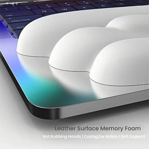 Angel Wing Wrist Rest Ergonomic Memory Foam Wrist Rest for Computer Keyboard Mouse Set with Cup Mat, Cute Gaming Keyboard Cushion Hand Support PU Leather Surface Anti-Slip Waterproof（White） - Image 4