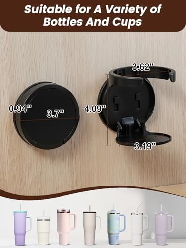 2-Pack Cup Holder for Desk, Clamp On Mug Holder, Universal Coffee Cup Holder Organizer for Gaming Desk, Office, Bedside, Countertop (Black) - Image 2