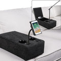 Removable Sofa Armrest with Cup Holder, PU Leather Multifunctional Couch Caddy Storage Arm Rest with Power Wireless Charging Stand & LED Reading Light for Sofa Middle Seat Adjustable by beyondSMART