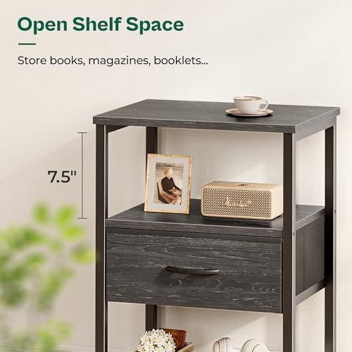 Huuger Nightstand Set of 2, Night Stand with Fabric Drawer, Mesh Shelf - Image 6