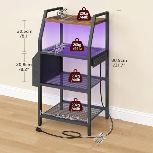 MAHANCRIS Game Console Shelf, Gaming Console Stand with Outlet & LED Lights - Image 3