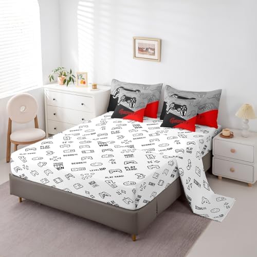 Feelyou Gamer Comforter Set with Sheets for Boys Teens Gaming 7 Piece Bedding Set King Size Video Game Contoller Home Bed in a Bag Decor for Kids Bed Set - Image 4