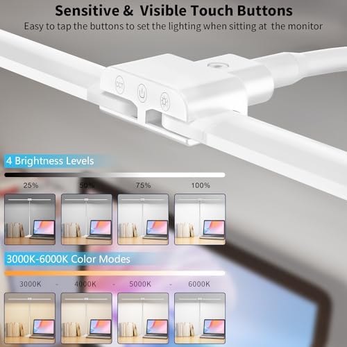 LED Desk Lamp Double Light: 1200LM Desk Light Base for Home Office, White - Image 5