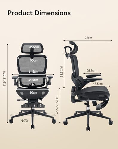 SIHOO B100 PRO Ergonomic Mesh Office Chair with Footrest | Desk Chair With Adaptive Lumbar Support, Wide Headrest, 360° Rotatable Flip-Up Armrests, Black - Image 3