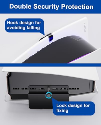 PS5 Wall Mount for PlayStation 5 Console - Sleek Hidden Design for Mounting Near or Behind TV, 2 Controller & Headset Holders Included (PS5 Original/PS5 Pro) - Image 4