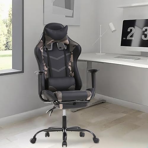 High Back PU Leather Gaming Chairs Computer Chair with Headrest & Lumbar Support, Height Adjustable Wide Seat Gamer Chair Gaming Chairs for Adults, Game Chair with Footrest & Armrest - Image 7
