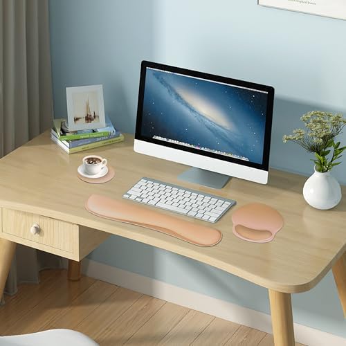 RICHEN 3 PCS Computer Mouse Pads for Desk with Coaster Set, Non-Slip Keyboard Wrist Rest and Mouse Pad Set, Ergonomic Design (Gradient Brown) - Image 2