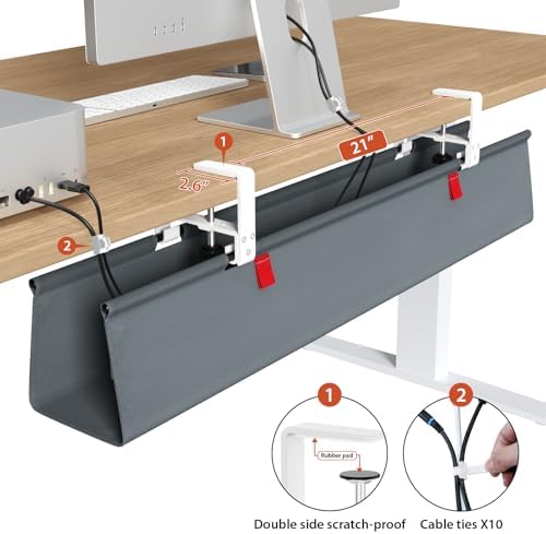 Univivi No Drill Under Desk Cable Management Tray, 36 inch Cable Management - Image 3