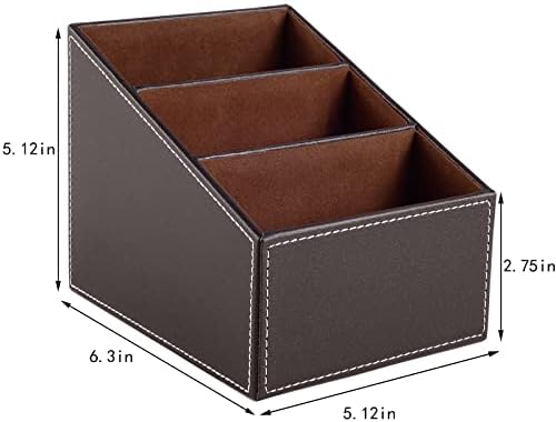 TV Remote Control Holder with 3 Compartments, Storage Rack, Storage Box, Media Accessory Storage, Desk Organizers (Brown(2 pieces)) - Image 2