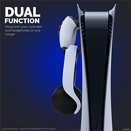 PS5 Game Controller & Headphone Hanger Console Mount for PlayStation PS5 DualSense Gamepad, Hook-On Hanger Bracket - Black - Image 4