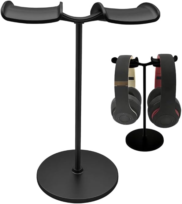 Dual Headphone Stand for Desk | Stable, Portable, Space Saving, Multi Headphone Holder, Home, Office, Desktop, Gaming Setup by HosannCentury
