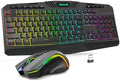 Redragon S101M-KS Gaming Keyboard and Mouse Wireless with Tri-Mode, RGB Keyboard and 4800 DPI Gaming Mouse, 10 Independent Multimedia Keys for Wins, PC, Computer, Wireless S101 Ideal for Gamer by REDRAGON