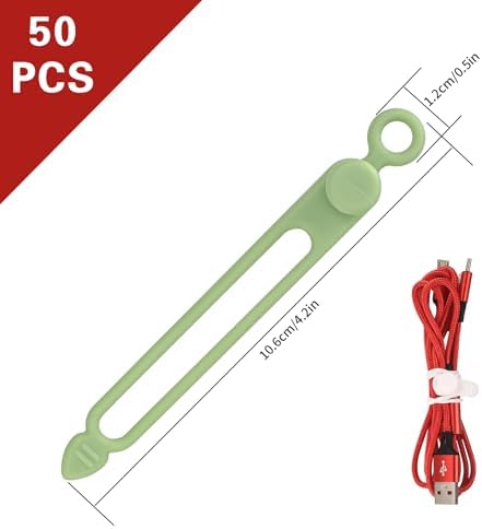 50 Pcs Silicone Cable Ties, Reusable Cable Straps Wire Organizer. - Image 2