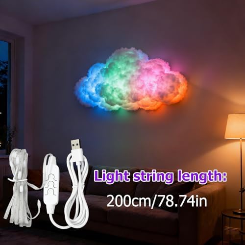 STHF DIY USB-Powered Thundercloud LED Light Decor | 3D Shapable Clouds Lamp, Unique Room Decor & Night Light for Bedroom, Gaming Room, Ceiling Ambiance & Party (4-Meter Cloud) - Image 2