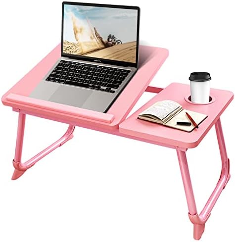 CloudTrip Laptop Desk for Bed or Couch, Lap Desk, Woking in Bed Desk, Home Office Desks, Breakfast Tray, Desk with Cup Holder, Watching Movies in Bed, Laptop Stand for Bed, Fordable Legs Desk (Pink) by CloudTrip