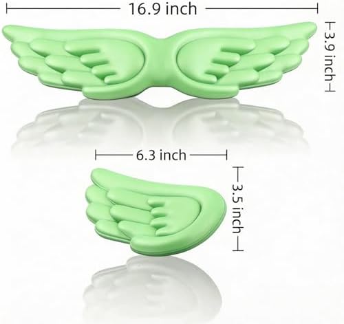 Angel Wing Wrist Rest Ergonomic Memory Foam Wrist Rest for Computer Keyboard Mouse Set with Cup Mat, Cute Gaming Keyboard Cushion Hand Support PU Leather Surface Anti-Slip Waterproof (Green) - Image 6