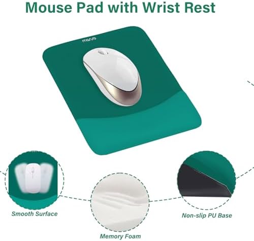 MOSISO Wrist Rest Support Mouse Pad & Keyboard Set, Teal Green | Rectangular Ergonomic Mousepad, Non-Slip Base, Home/Office Pain Relief & Easy Typing, Neoprene Cloth & Raised Silicone Lining - Image 3