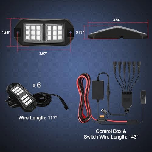 Nilight RGB LED Rock Lights Kit 6 PCS 18LED Wide Angle Wheel Well Light - Image 2