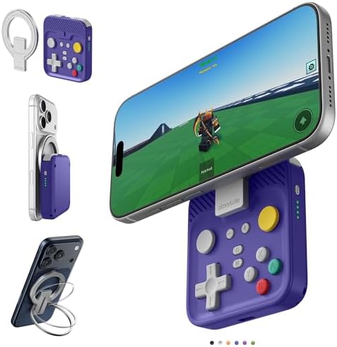 abxylute M4 Snap-On Mobile Gaming Controller for Android & iPhone, Switch 1&2, Portable Bluetooth Controller, Pocket-Sized Retro Arcade Phone Gamepad Kickstand, Dual Joystick Turbo Pro Gaming Magnetic (Blue) by abxylute