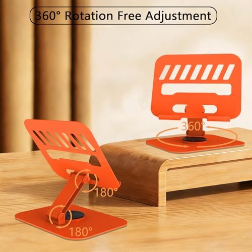 Metal Tablet Stand Holder Adjustable for iPad Kindle Tab, Orange - Image 2