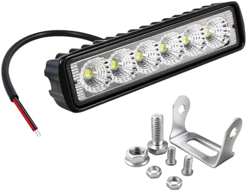 6 Inch Led Light Bar Flood Beam Aluminum 6000K White 18W Waterproof, 1 Pack by GZ5CG